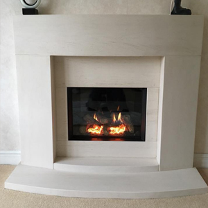 Custom Limestone Fireplace with Gazco Gas Fire Manchester
